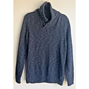 GUESS Crochet Shawl Collar Black & White Sweater Super Soft Size Large Preppy